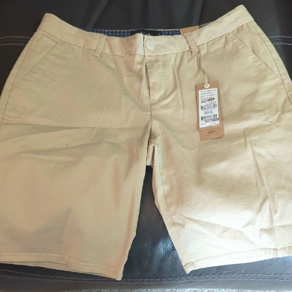 Khaki Cotton Blend‎ Shorts - Tan
